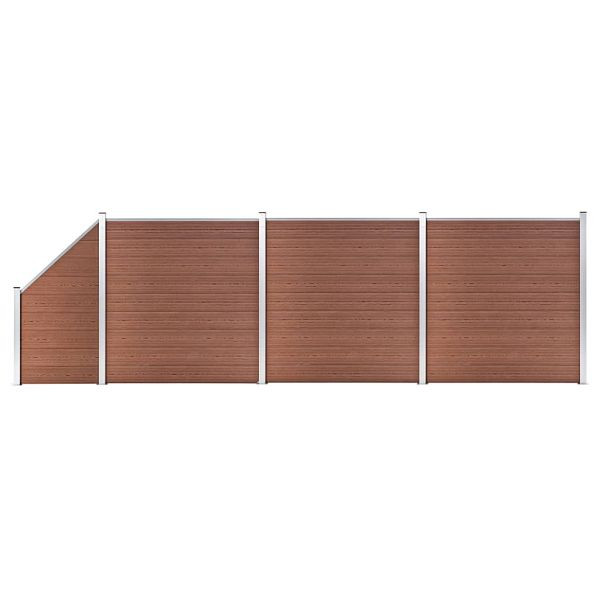 vidaXL WPC Zaun-Set 3 Quadrate + 1 Schräge 619x186 cm Braun, 3053217