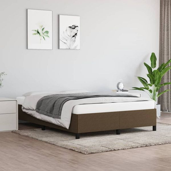 vidaXL Bettgestell Dunkelbraun 140x200 cm Stoff, 347069
