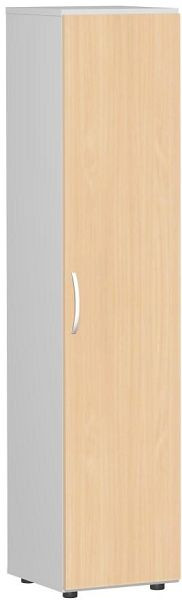 geramöbel Flügeltürenschrank mit Standfüßen, Griff links oder rechts, inkl. Türdämpfer, nicht abschließbar, 400x420x1808, Buche/Lichtgrau, S-345100-BL
