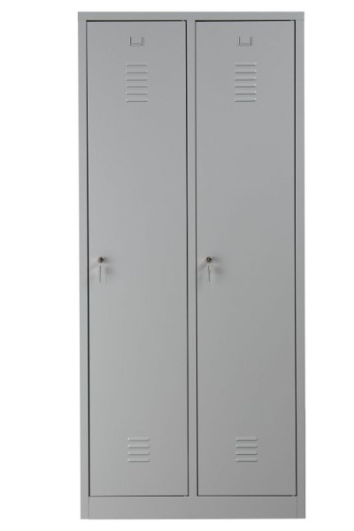 Gürkan Garderobenschrank, 50 x 80 x 180 cm, Lichtgrau, EU Zylinderschloss, Hutboden & Kleiderhaken, WRC/2.1880, 103967