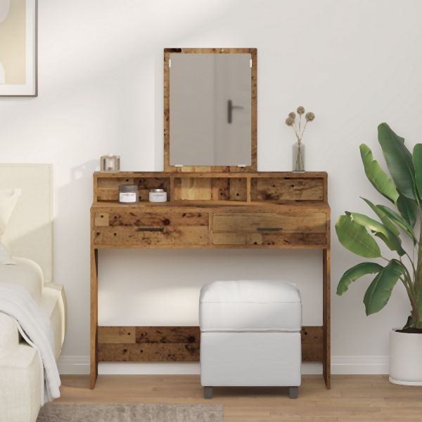vidaXL Schminktisch mit Schubladen Altes Holz 100x41x140 cm, 865152