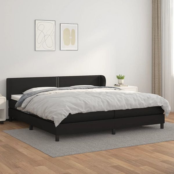 vidaXL Boxspringbett mit Matratze Schwarz 200x200 cm Kunstleder, 3127271