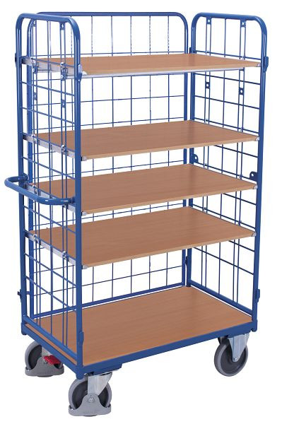 VARIOfit Etagenwagen hoch, Außenmaße: 1.390 x 825 x 1.820 mm, RAL 5010 enzianblau, 4 variable Etagenböden, sw-800.305