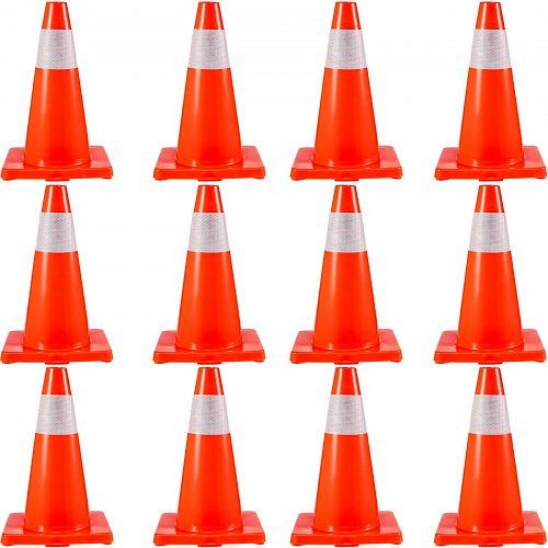 VEVOR Verkehrssicherheitskegel, 12 Stück, PVC-Parkkegel, 45,7 cm, mit 1 reflektierenden Kragen, 27,9 x 27,9 cm, 18INQHDBJMLZ12PCSV0