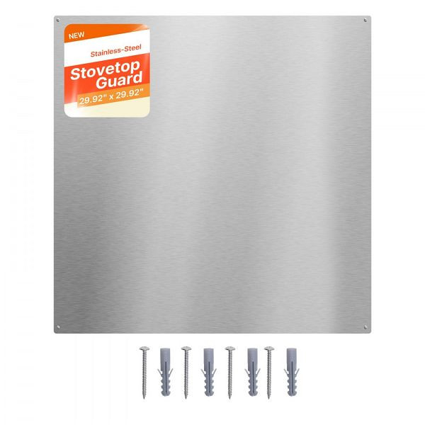 VEVOR Küchenrückwand 76x76 cm Edelstahl, Wandschutz mit vorgebohrten Löchern, robuster Spritzschutz für Herd, Silber, YYJDBDB1JZBX170HM001V0