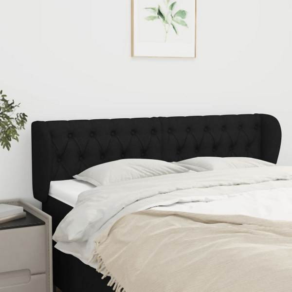 vidaXL Kopfteil mit Ohren Schwarz 147x23x78/88 cm Stoff, 3117480
