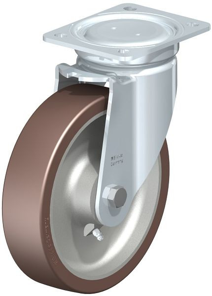 Blickle LU-GB 200K Stahlblech-Lenkrolle, schwere, geschlossene Ausführung, mit Anschraubplatte, Blickle Besthane®, Braun, 755097