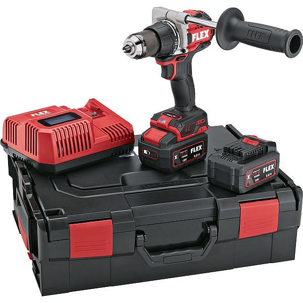 FLEX Akku Bohrschrauber DD 2G 18.0-EC HD/5.0 Set, inkl. Akkus und Ladegerät in L-BOXX, 531274
