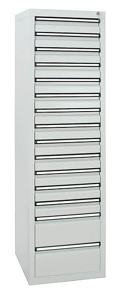 stumpf Schubladenschrank Serie STS 410, RAL 7035/7035, 15 Schubladen (13x100, 2x200 mm), 7105707