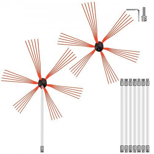 VEVOR Schornsteinbürste Nylon Kaminbürste Ofenrohrbürste 8 M Professionelle Armaturen Edelstahl mit flexiblen Nylonstangen, YCS8MJEWST0000001V0