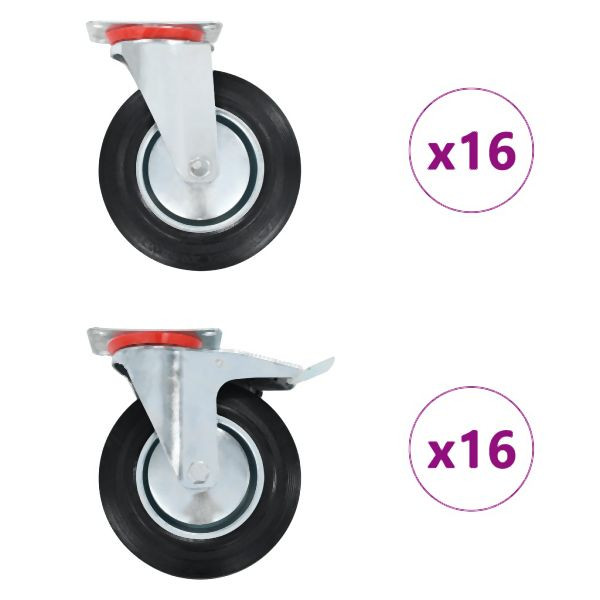 vidaXL 32 Stk. Lenkrollen 200 mm, für kleine Ausrüstungen, 278035