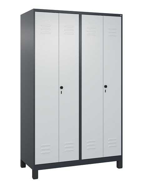 C+P Umkleidespind Classic PLUS SW, Füße, 4 Abteile, 1950x1200x500mm, 7016/7035, Drehriegel, 080012-40 S10013
