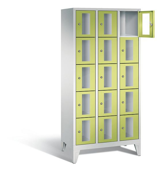 C+P Schließfachschrank Classic, H1850xB900xT500mm, Farbe: Lichtgrau / Viridingrün, 8010A305 S10007