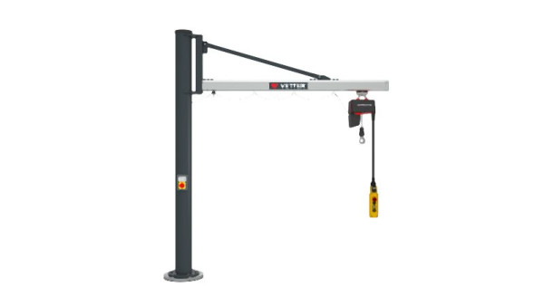Vetter 80kg, 5,9m Säulenschwenkkran US + Verbundanker-System + Elektrokettenzug, US0,8-5,9+VAS2+SiXX1F-BL