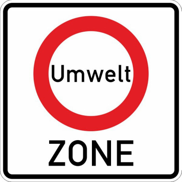 Stein HGS Beginn Verkehrsverbotszone, Verminderung schädl. Luftverunreinigungen, Nr.270.1, 840 x 840 mm, RA2, Flachform 2 mm, 270.1-221