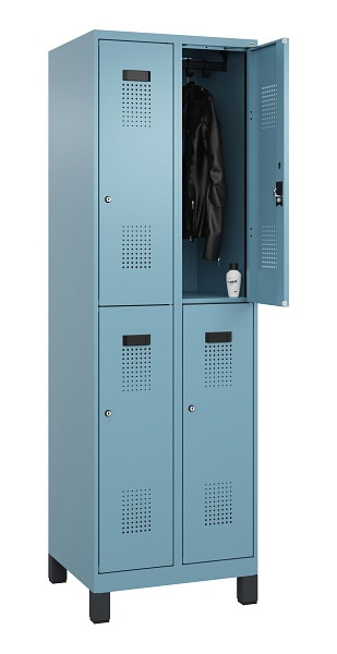 C+P Doppelstöckiger Spind Evolo PLUS, mit Füßen, 4 Fächer, 1950x600x500mm, 0010, Zylinderschloss, 049310-20 S10048