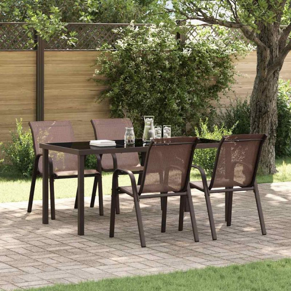 vidaXL Stapelbare Gartenstühle, VE: 4 Stück, Braun Textilene, 318782