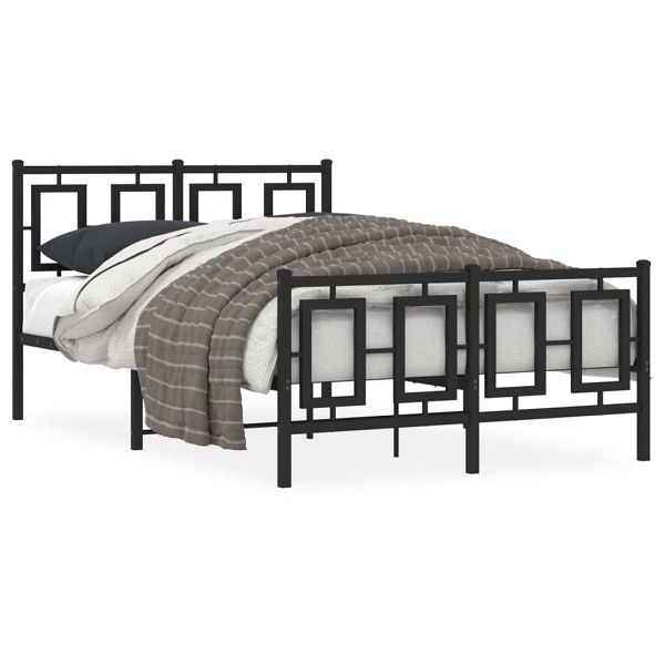 vidaXL Bettgestell mit Kopf- und Fußteil Metall Schwarz 120x190 cm, 374256
