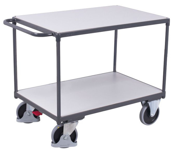 VARIOfit Schwerer ESD Tischwagen mit 2 Ladeflächen, Ladefläche: 1.200 x 800 mm, RAL 7024 graphitgrau, sw-800.562