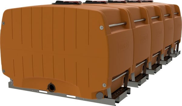 Cemo Modulfass 10000 l orange mit Grundrahmen Verkettung 5 x 2000 l-Modul, 12150