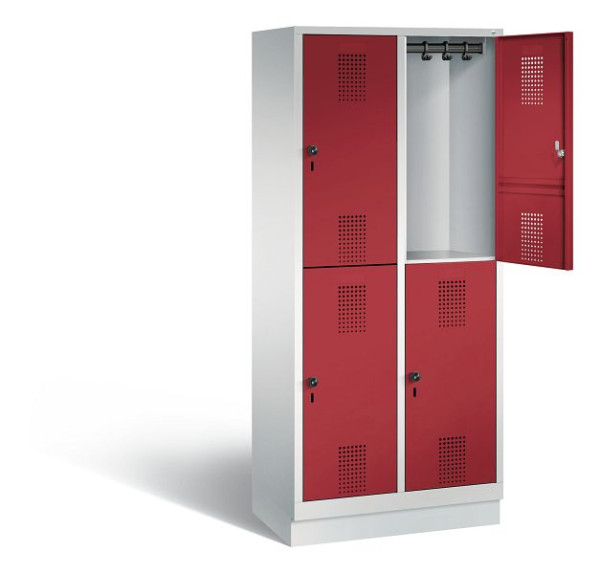 C+P Spind doppelstöckig Evolo, H1800xB810xT500mm, Farbe: Lichtgrau / Rubinrot, 48320-22 S10024