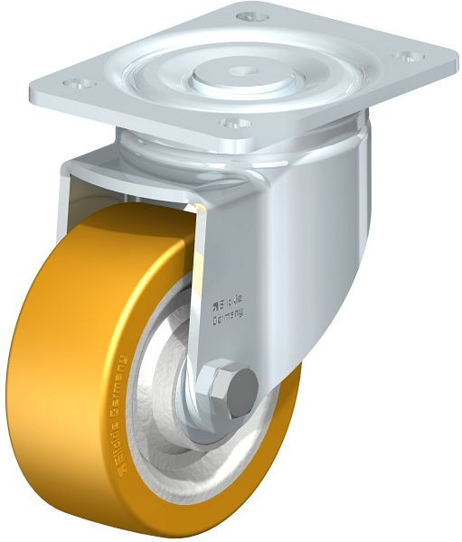 Blickle LH-SETH 125K Stahlblech-Lenkrolle, Schwerlast-Ausführung, mit Anschraubplatte, Blickle Extrathane®, Hellbraun, 45302