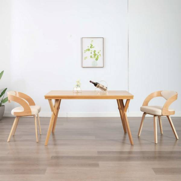 vidaXL Esszimmerstühle 2 Stück Creme Bugholz und Kunstleder, 283104