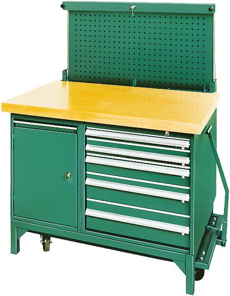 STAHLWILLE Mobile Werkbank Nr.96/3 Länge 1200 mm x Breite 760 mm x Höhe 1400 mm, 85030003