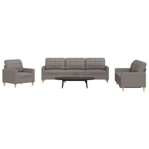 vidaXL 3-tlg. Sofagarnitur Taupe Stoff, Platz zum Plaudern, 3278294