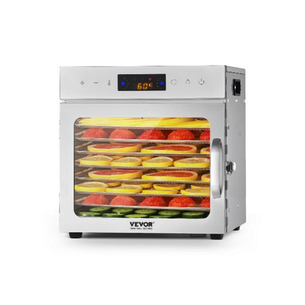 VEVOR Dörrgerät Dörrautomat 8 Tabletts Edelstahl 400W für Getrocknete Früchte, SGHGJ400W8CTHLWETV2
