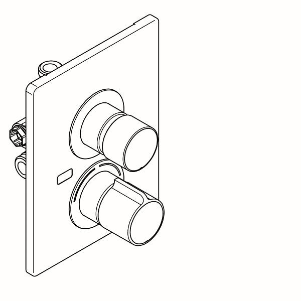 KWC Duscharmatur, F3, hydraulisch gesteuert, Thermostat, UP, Fertigbauset, Hygieneeinheit, LABS-konform, 3600009174