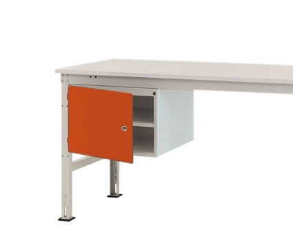 Manuflex Gehäuse-Unterbau UNIVERSAL Stationär, Nutzhöhe 300 mm mit 1 Tür links angeschlagen, für Tischtiefe 800 mm, Rotorange, ZB4713.2001
