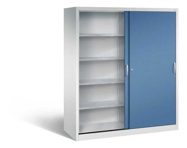 C+P Schiebetürenschrank Acurado, H1950xB1600xT600mm, Farbe: Lichtgrau / Fernblau, Bügelgriff, 2169-00 S10129