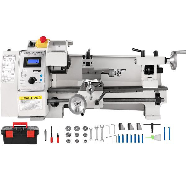 VEVOR Drehmaschine 21 x 35 cm, Metall Klein 650 W, mit Gewindebereich von 10-44 TPI, mit 4-Wege-Revolverpfosten, JSMNCC8X140000001V2