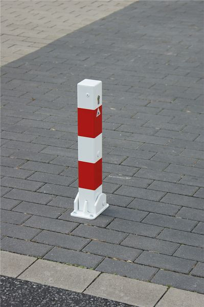 Schake Absperrpfosten Typ 4715UZ -umlegbar, Vierkantrohr 70x70 mm, Überflur 500 mm, mit Profilzylinder, feuerverzinkt, mit 1 Öse, 4715UZ+1