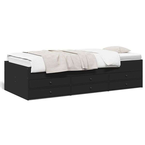 vidaXL Tagesbett mit Schubladen Schwarz 75x190 cm Holzwerkstoff, 3280889