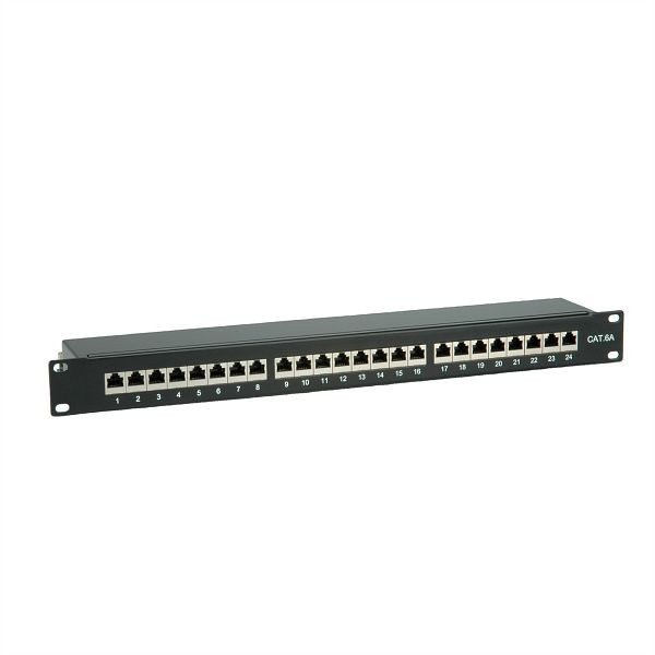VALUE Kategorie 6A (Class EA) 19"-Patchpanel, 24 P, geschirmt, schwarz, 26.99.0360