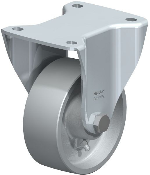 Blickle BH-G 127G Stahlblech-Bockrolle, Schwerlast-Ausführung, mit Anschraubplatte, Guss, Grau, 605097