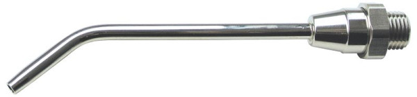 ELMAG Verlängerung gebogen (Messing, vernickelt), Rohr Ø5mm, Düse Ø3mm, 160mm, AG M12x1,25, für Ausblaspistolen, 32506