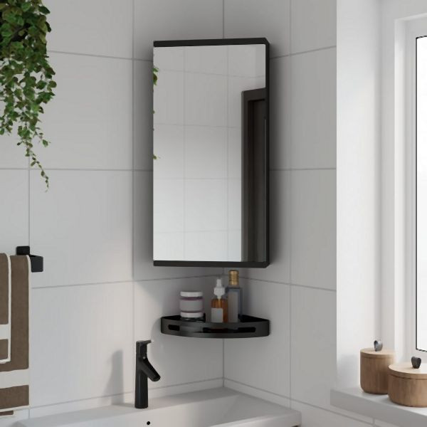 vidaXL Eck-Spiegelschrank Schwarz 30x24x60 cm, elegant, 357979