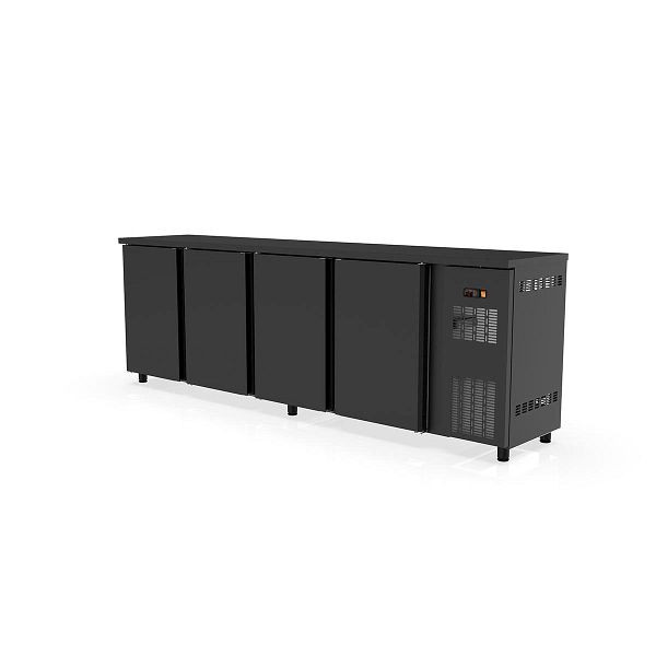 Vaiotec TOPLINE Barkühltisch 530 schwarz / 4 Türen, Fassungsvermögen brutto 650 Liter, 256,5x53x85 cm, 11382