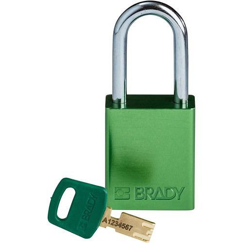 Brady Vorhängeschloss SafeKey, Aluminium, lichte Bügelhöhe 38,10 mm, grün, 312026