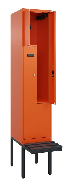 C+P Z-Spind Evolo PLUS, Bank, 2 Fächer, 2120x400x815mm, 2004/2004, Zylinderschloss, Material Sitzfläche Kunststoff, 0490437-122 S10104