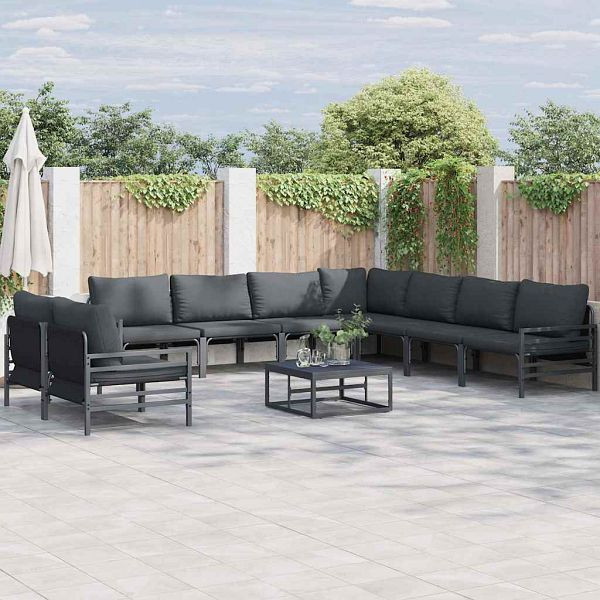 vidaXL Garten-Sofa-Set 9-teilig Anthrazit Stahl, 3379002