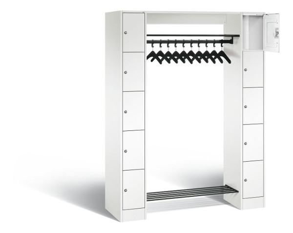 C+P Offene Garderobe Serie 8070, H1950xB1430xT480mm, Farbe: Verkehrsweiß, 80710-00 S10380