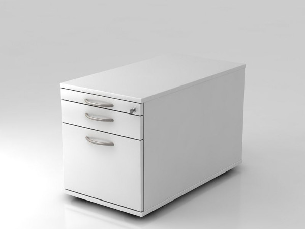 Hammerbacher Rollcontainer 80cm, 1 Schub, 1 HR, Schloss BM Weiß, 42,8x51,2x80 cm, 1/2/6 HE, VTC20/W/W/BM