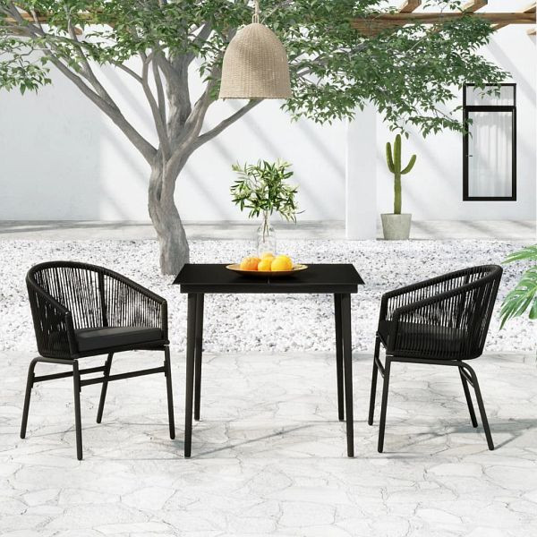 vidaXL 3-teilig Garten-Essgruppe Schwarz, 3099239, 8720286912133