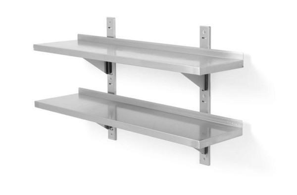 Hendi Verstellbares Doppel-Wandregal mit zwei Stahlschienen - geschweißt, 1200x300x600 mm, 811733