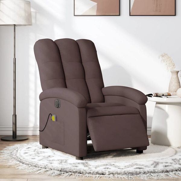 vidaXL Massagesessel Elektrisch Dunkelbraun Stoff, 3204085