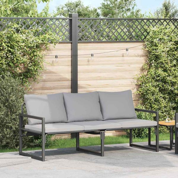 vidaXL Gartenmöbel mit Kissen Schwarz 180 x 72,5 x 71 cm Stahl, 42009983